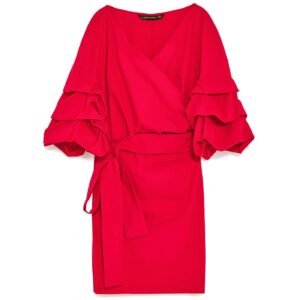 Wrap Crop Top in Tango Red